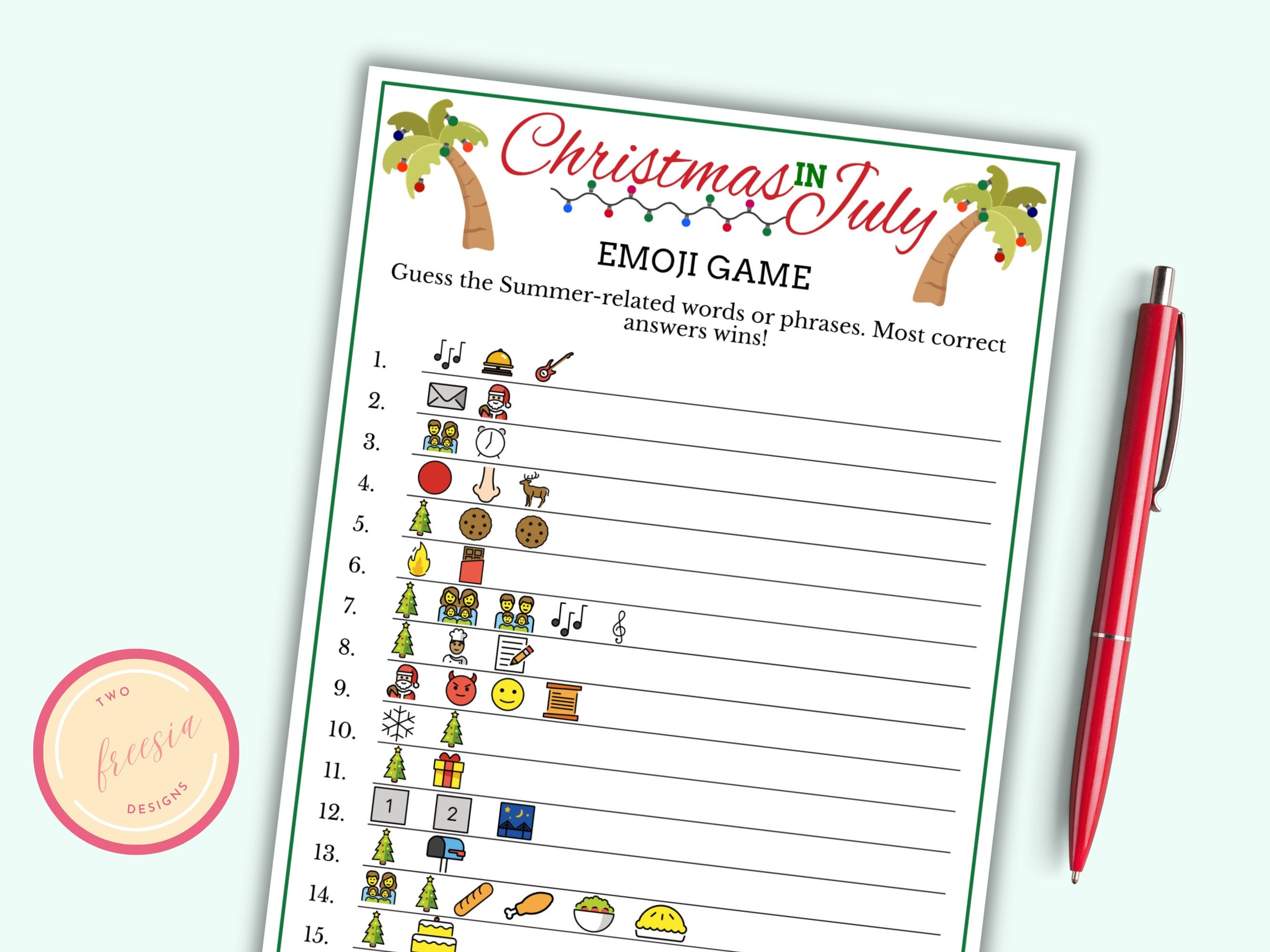 Christmas In July Emoji Game