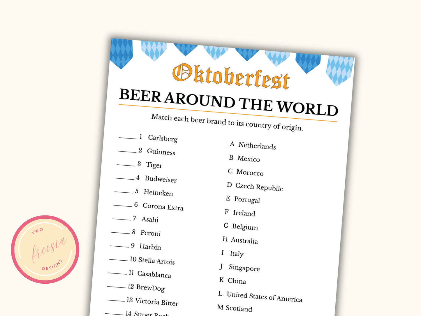 Oktoberfest Beer around the World Game