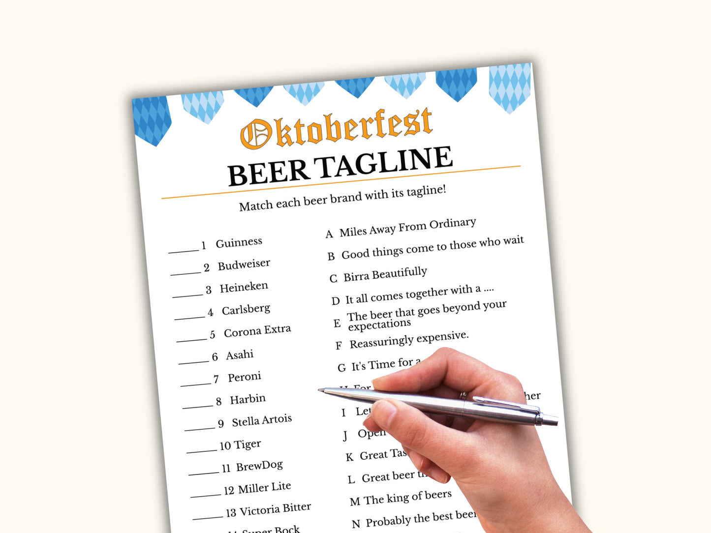 Oktoberfest Beer Tagline Game