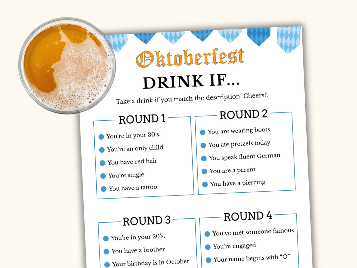 Oktoberfest Drink if Party Game