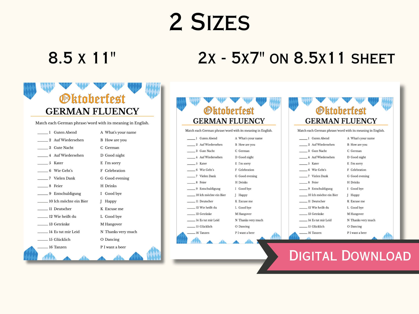 Printable Oktoberfest Game - German Fluency