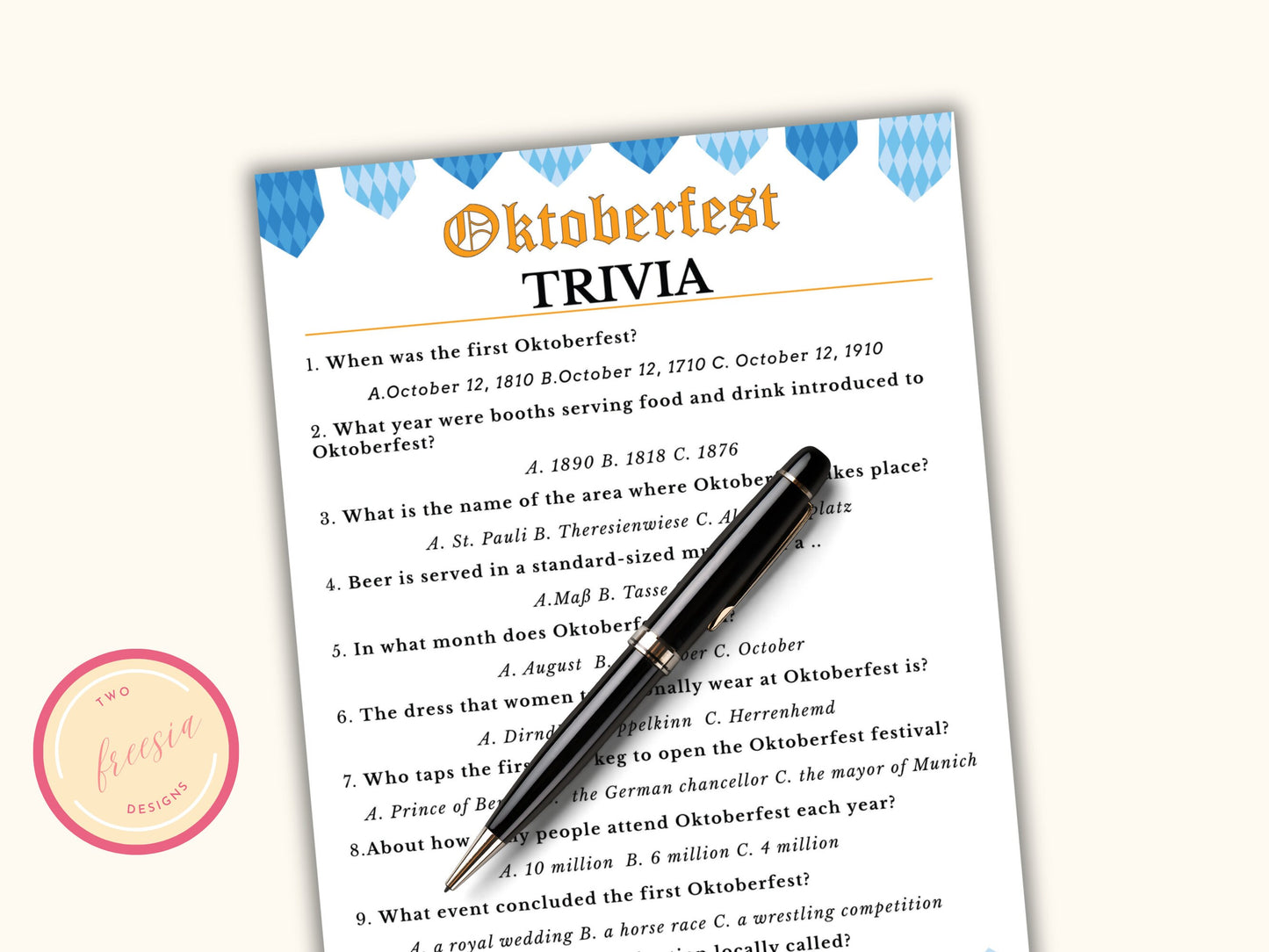 Oktoberfest Trivia Game