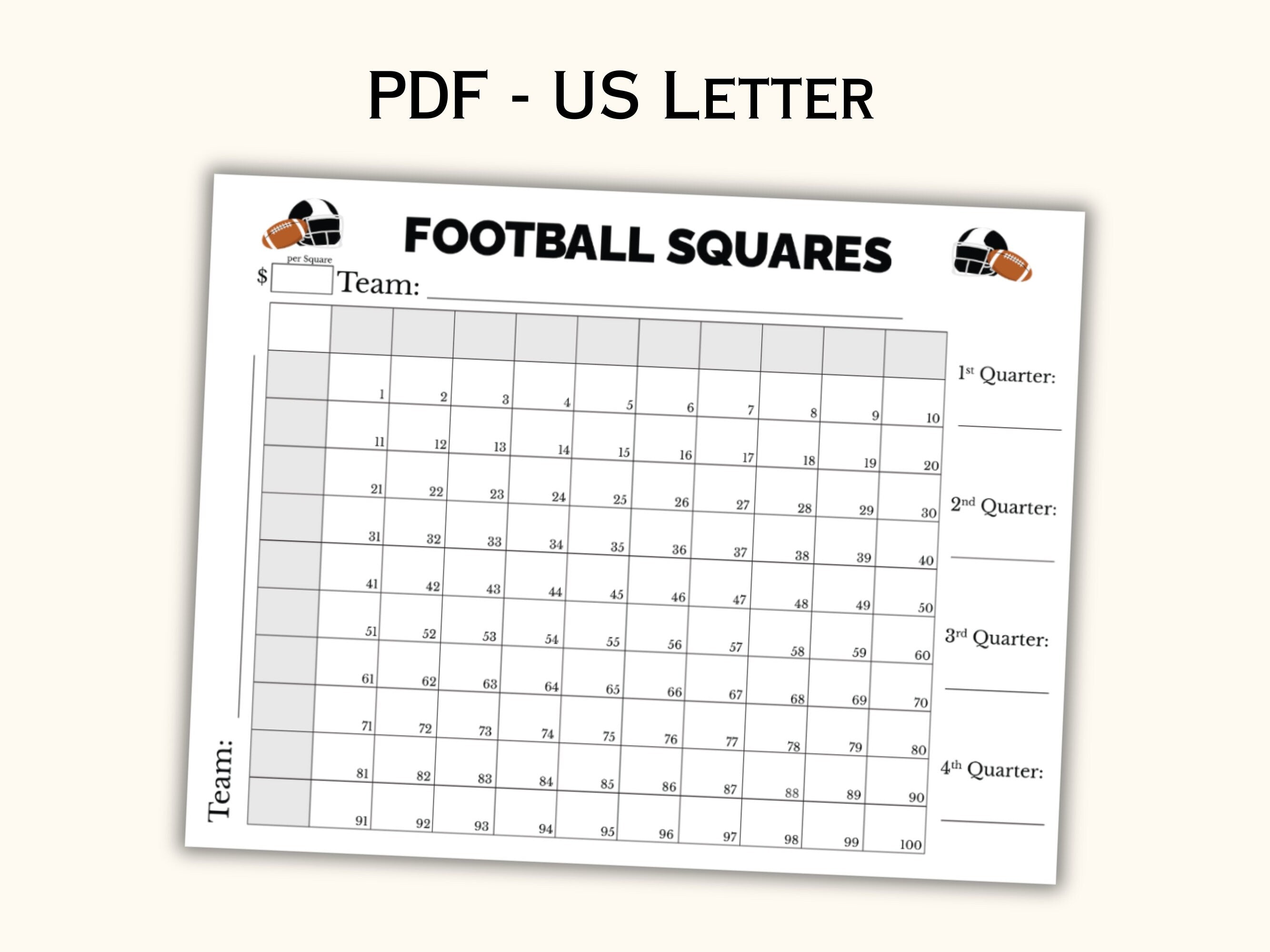 Football Squares Printable