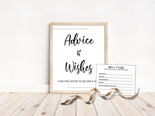 Advice and Wishes Cards & Sign - Bridal Party