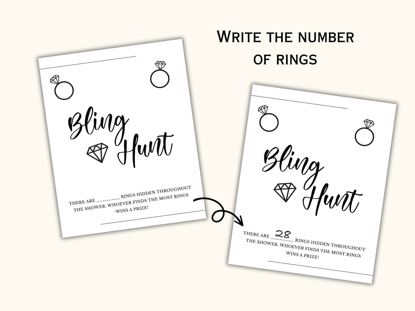 Bridal Shower Game - Bling/Ring Hunt