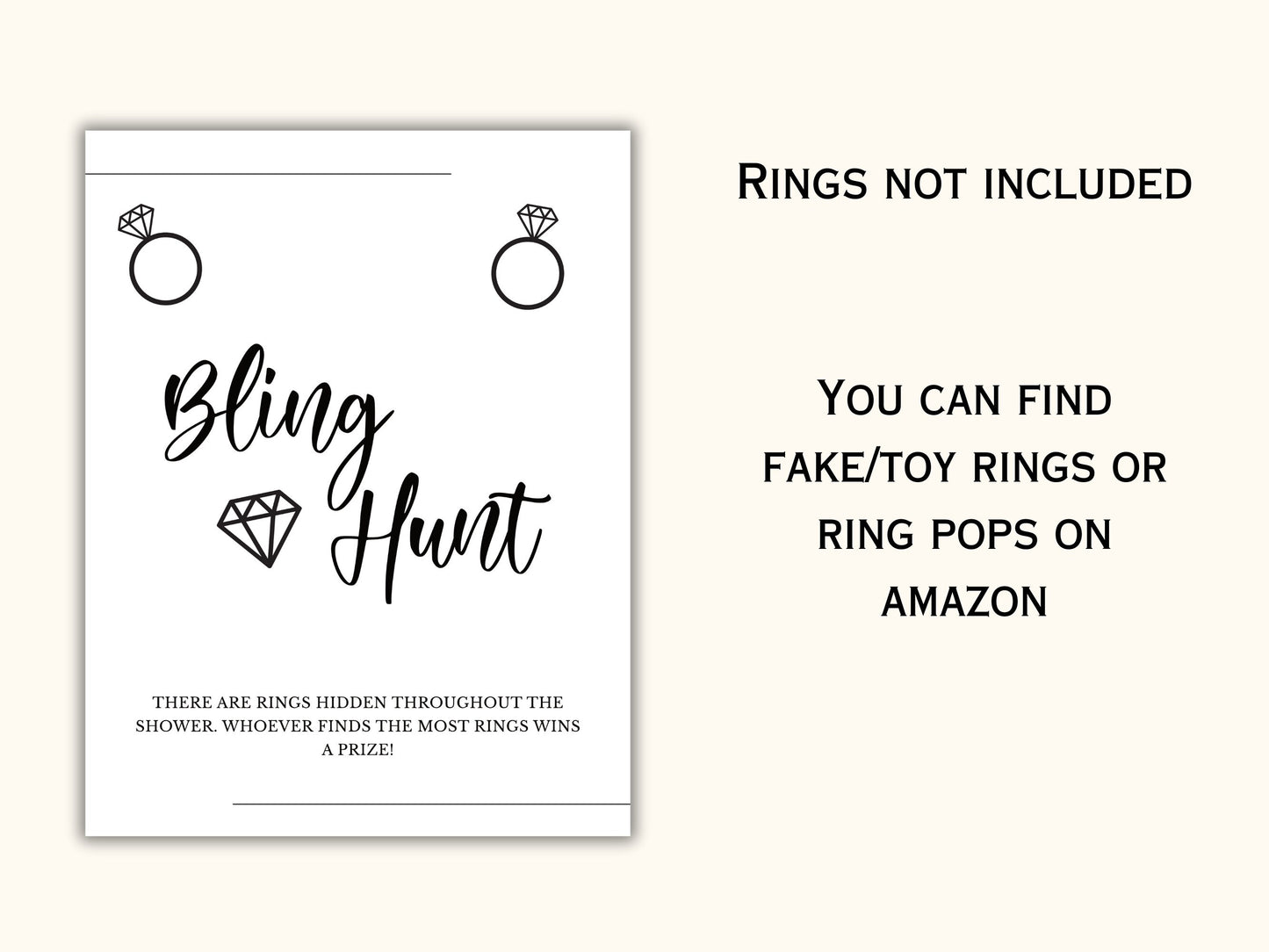 Bridal Shower Game - Bling/Ring Hunt