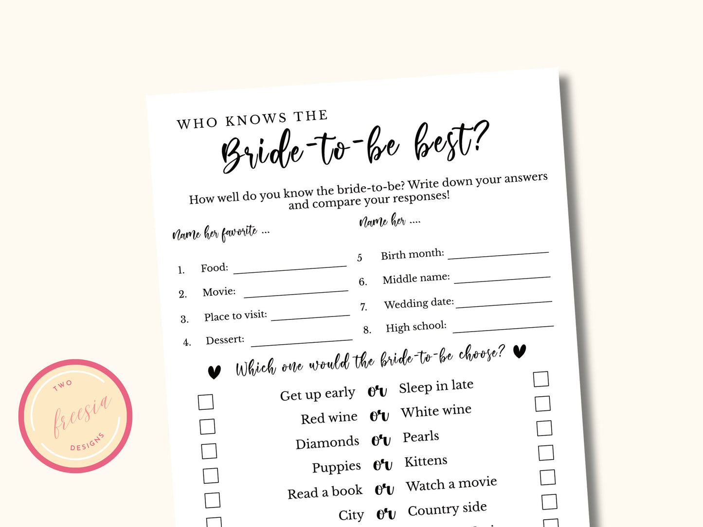 Who knows the Bride-to-be best?