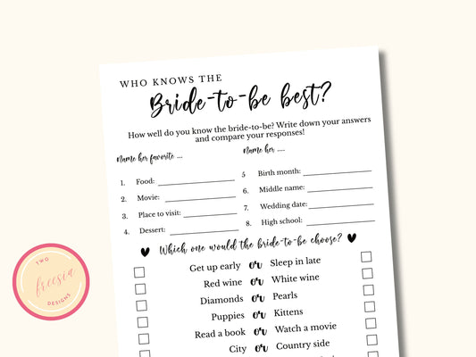 Who knows the Bride-to-be best?