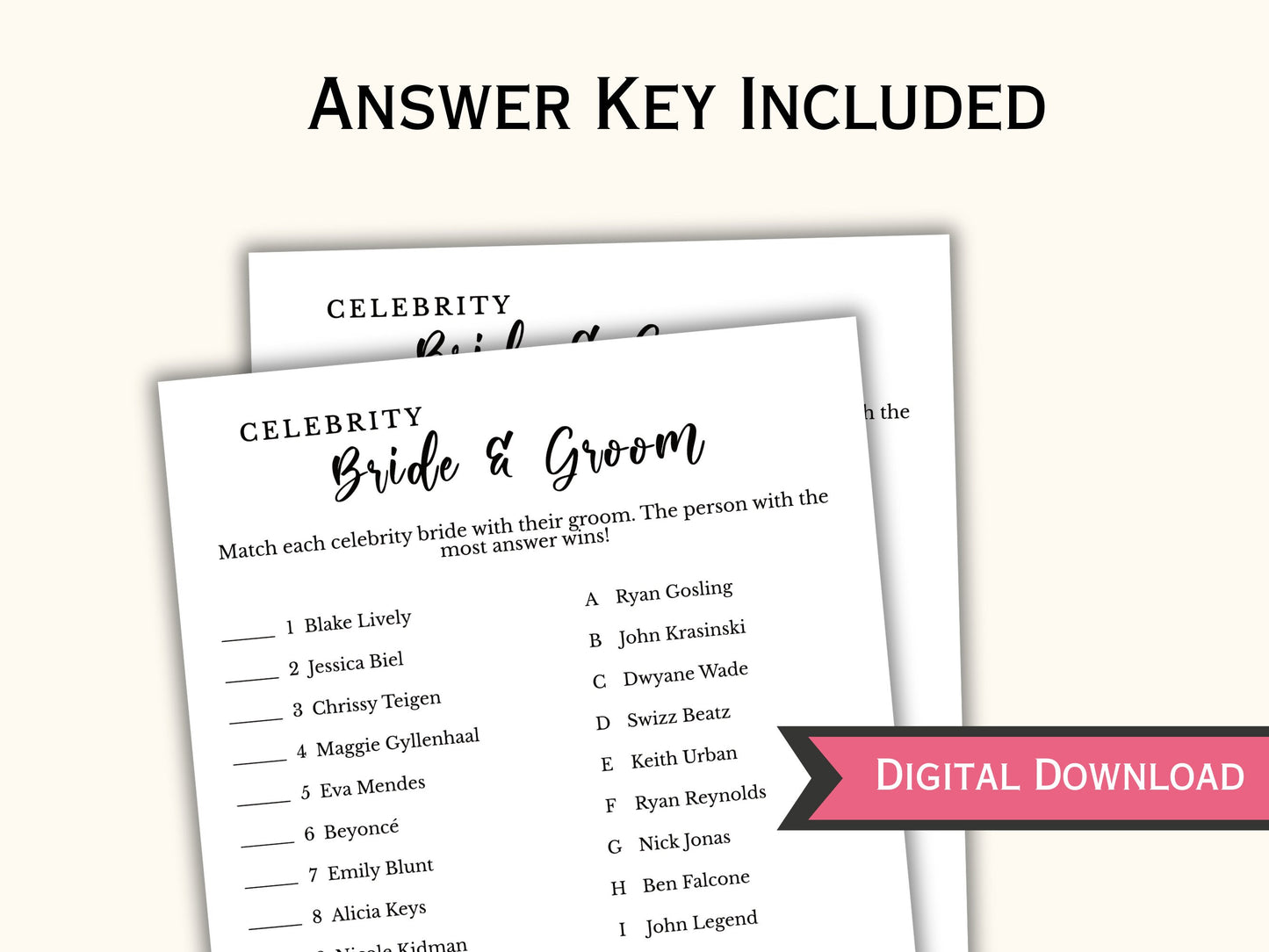 Celebrity Bride and Groom Game