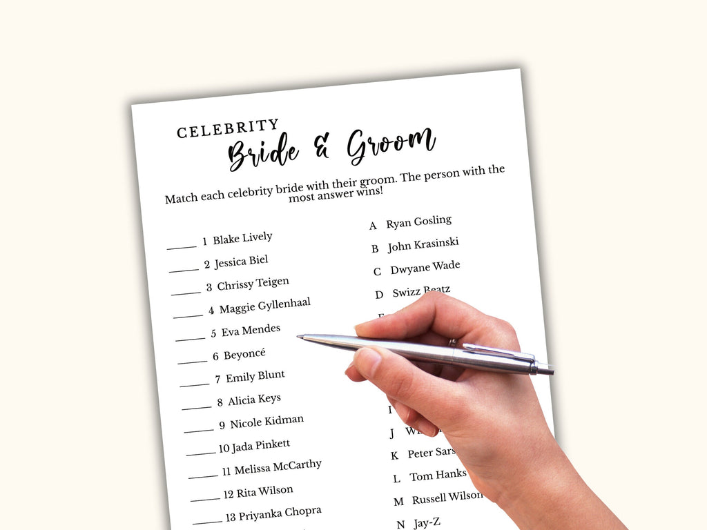 Celebrity Bride and Groom Game