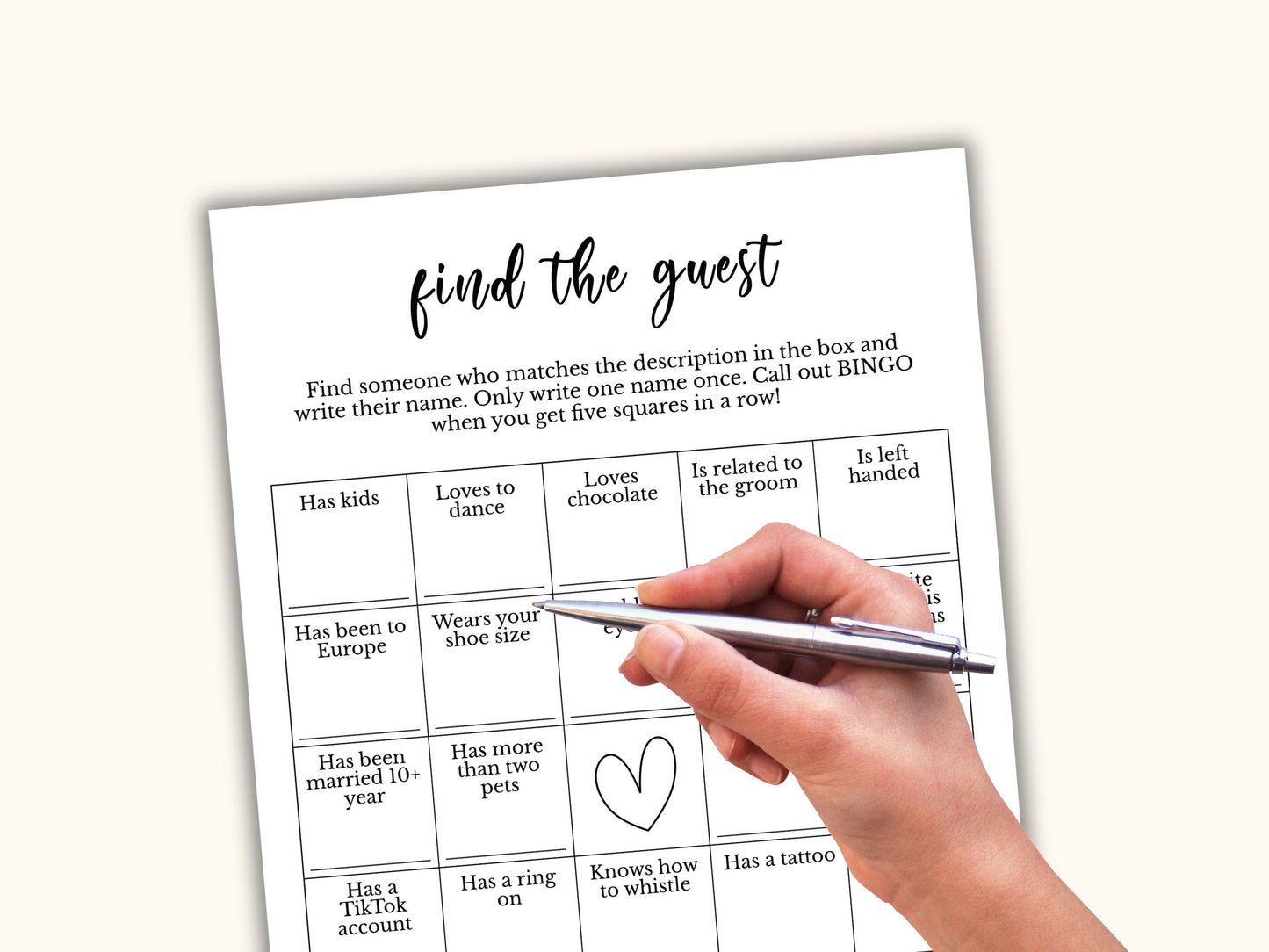 Find the Guest Bingo - Couples Shower Game