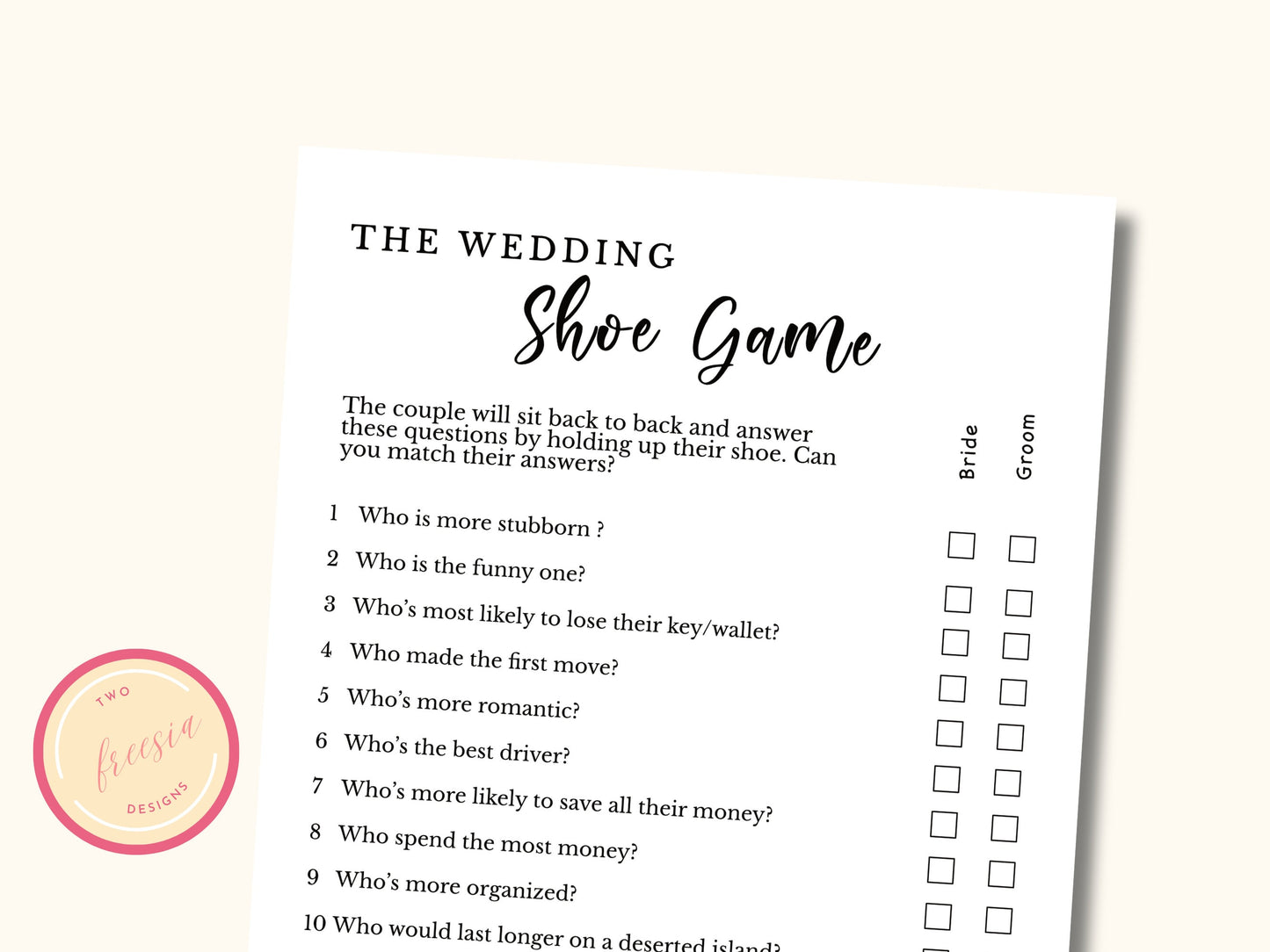 The Wedding Shoe Game