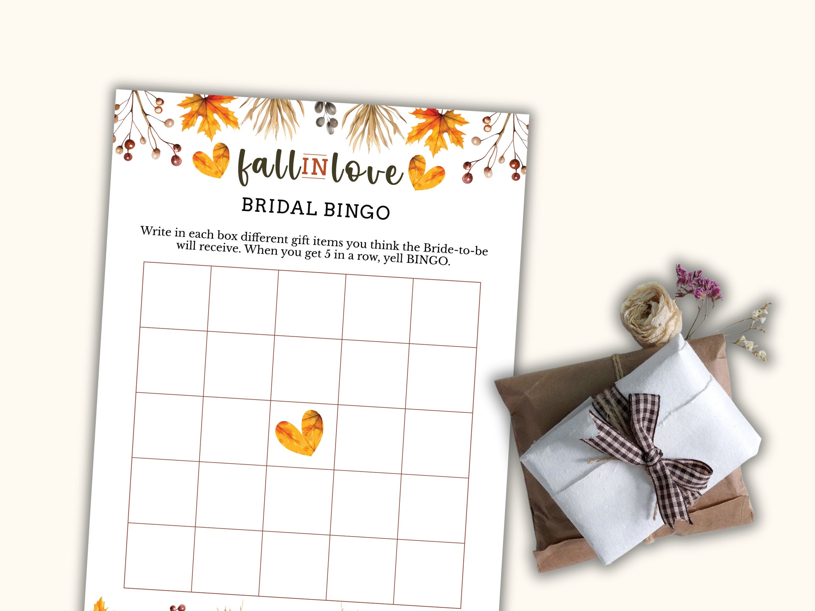 Fall Bridal Shower Bingo Card
