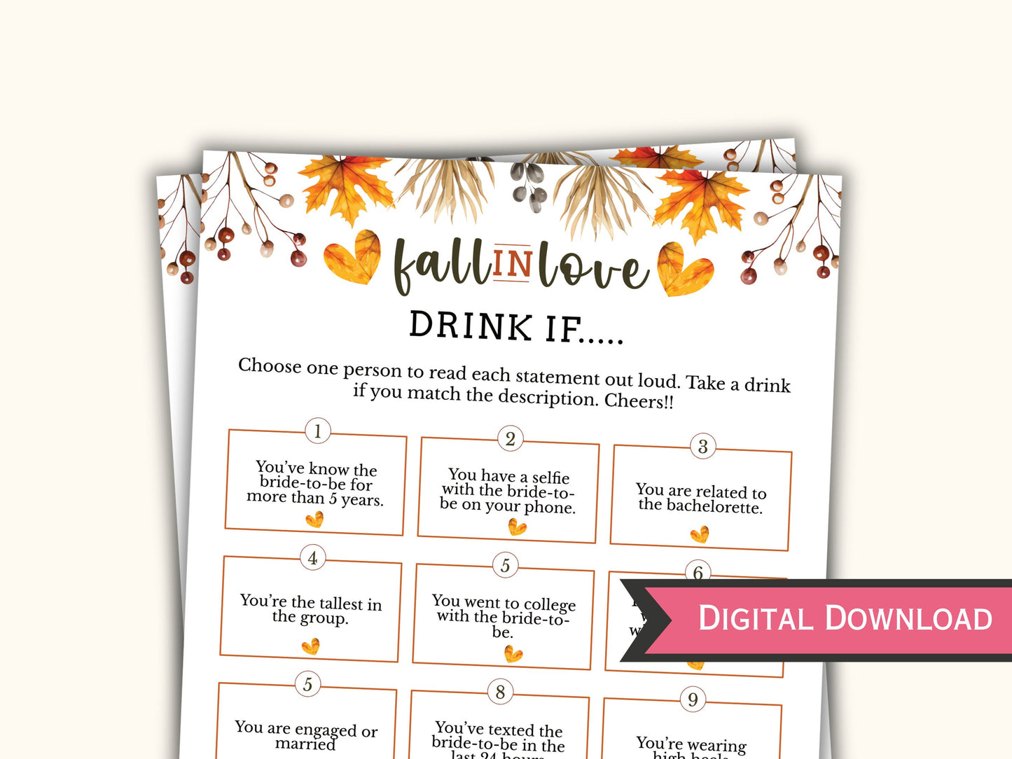 Bachelorette Drink If Game