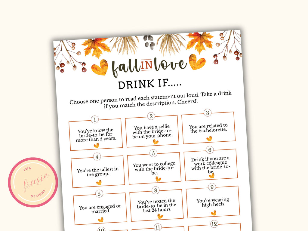 Bachelorette Drink If Game