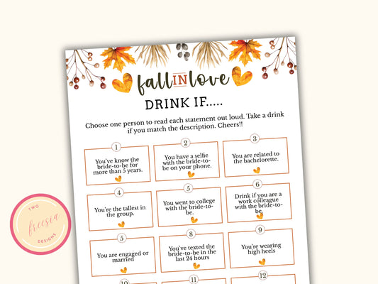 Bachelorette Drink If Game