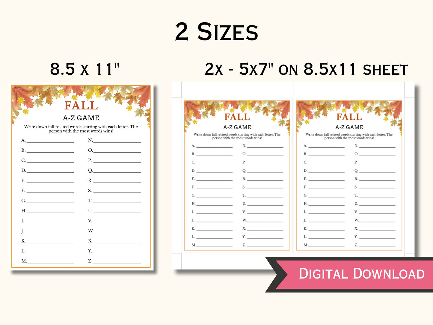 Fall A-Z Word Puzzle Game