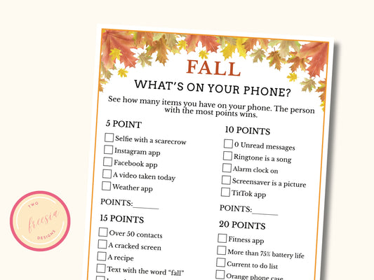 Fall What's on Your Phone Game