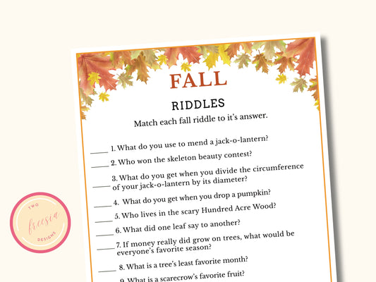 Fall Riddles Game