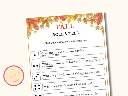 Fall Roll and Tell Dice Game