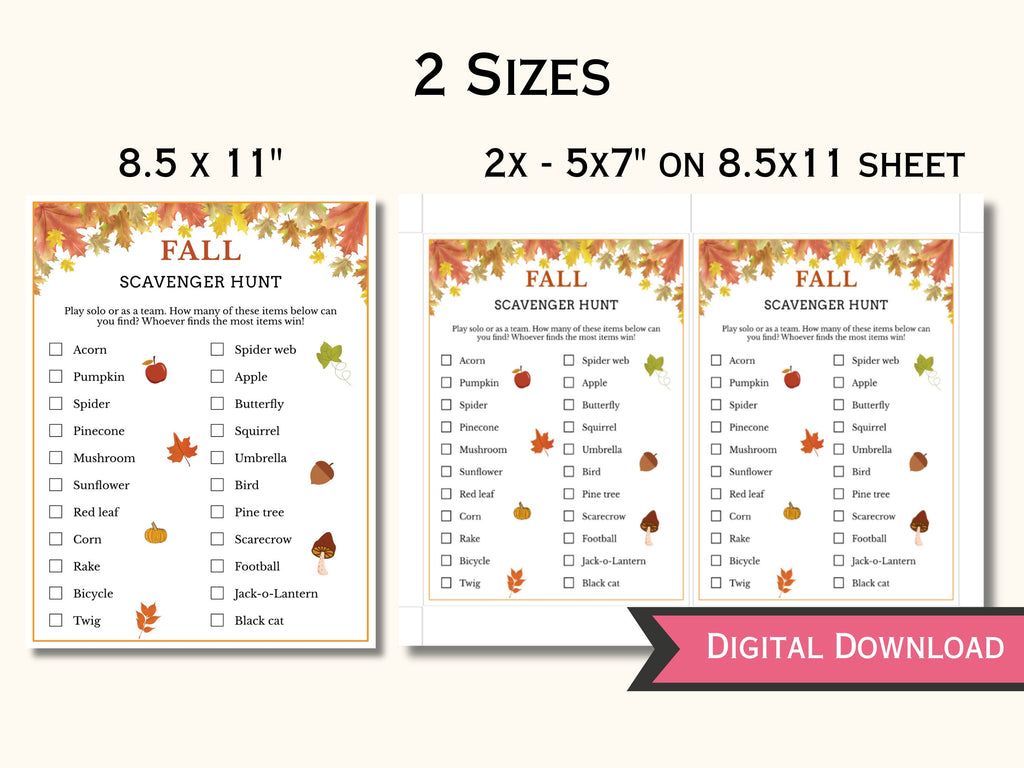 Fall Scavenger Hunt Game