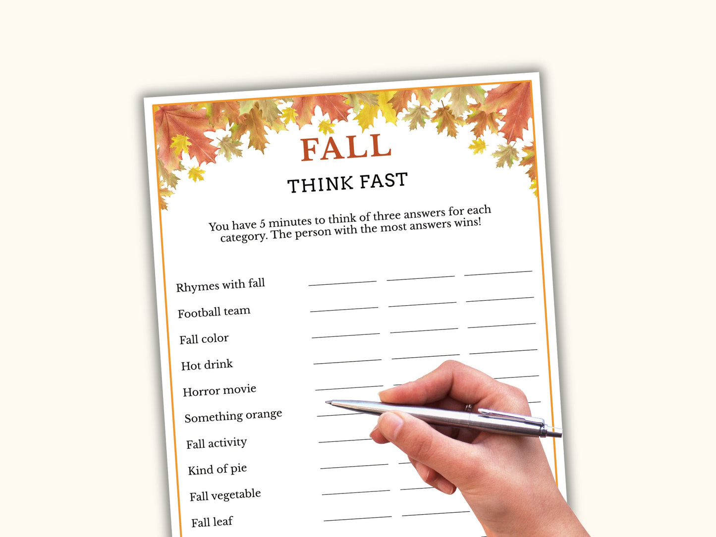 Fall Think Fast Game