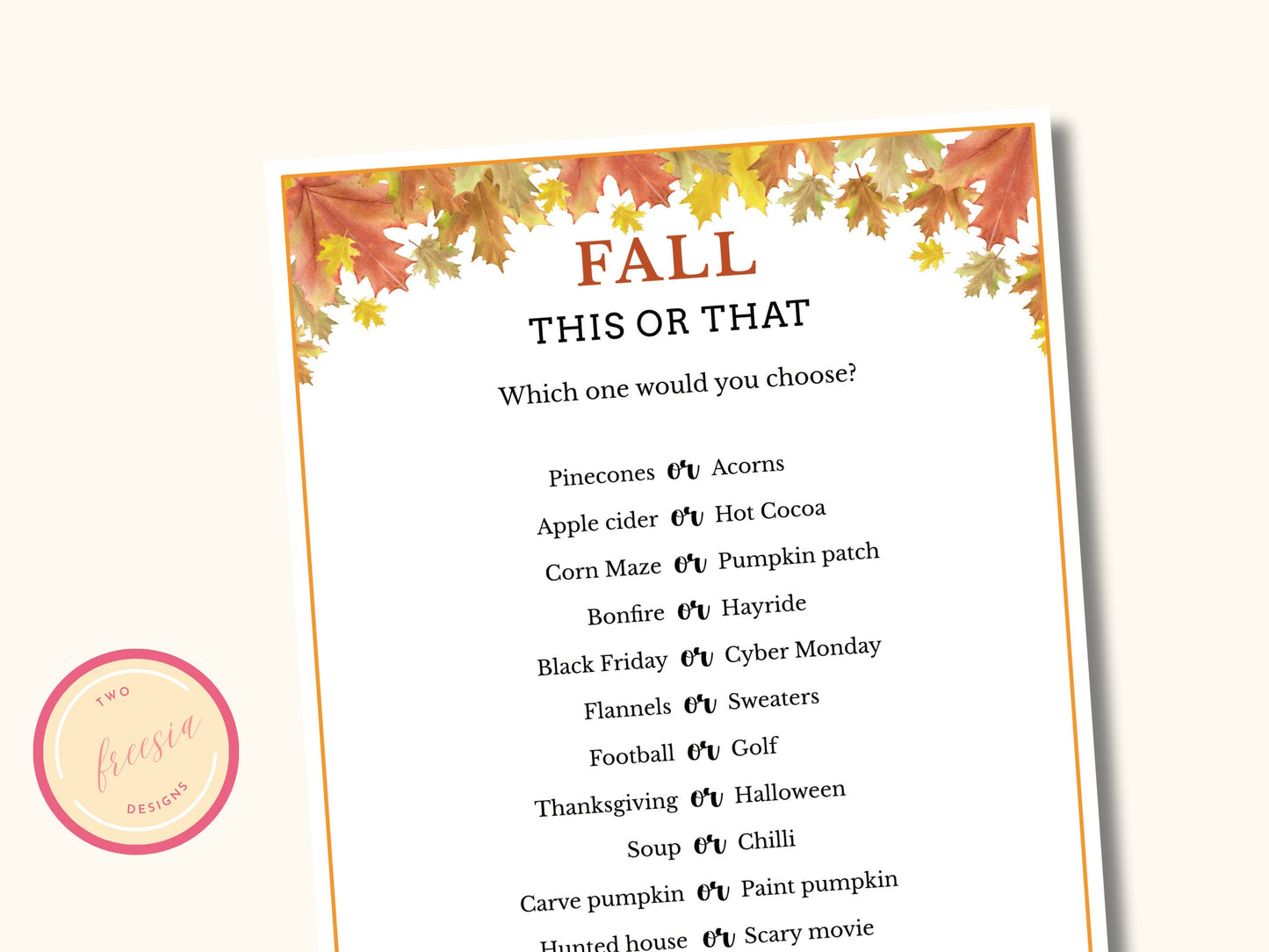 Fall This or That Game