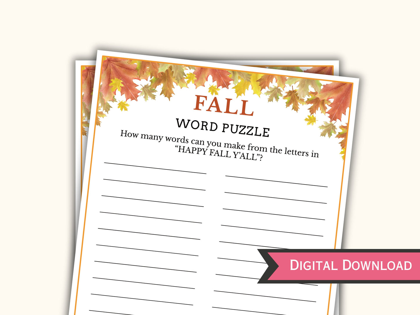 Fall Word Puzzle Game