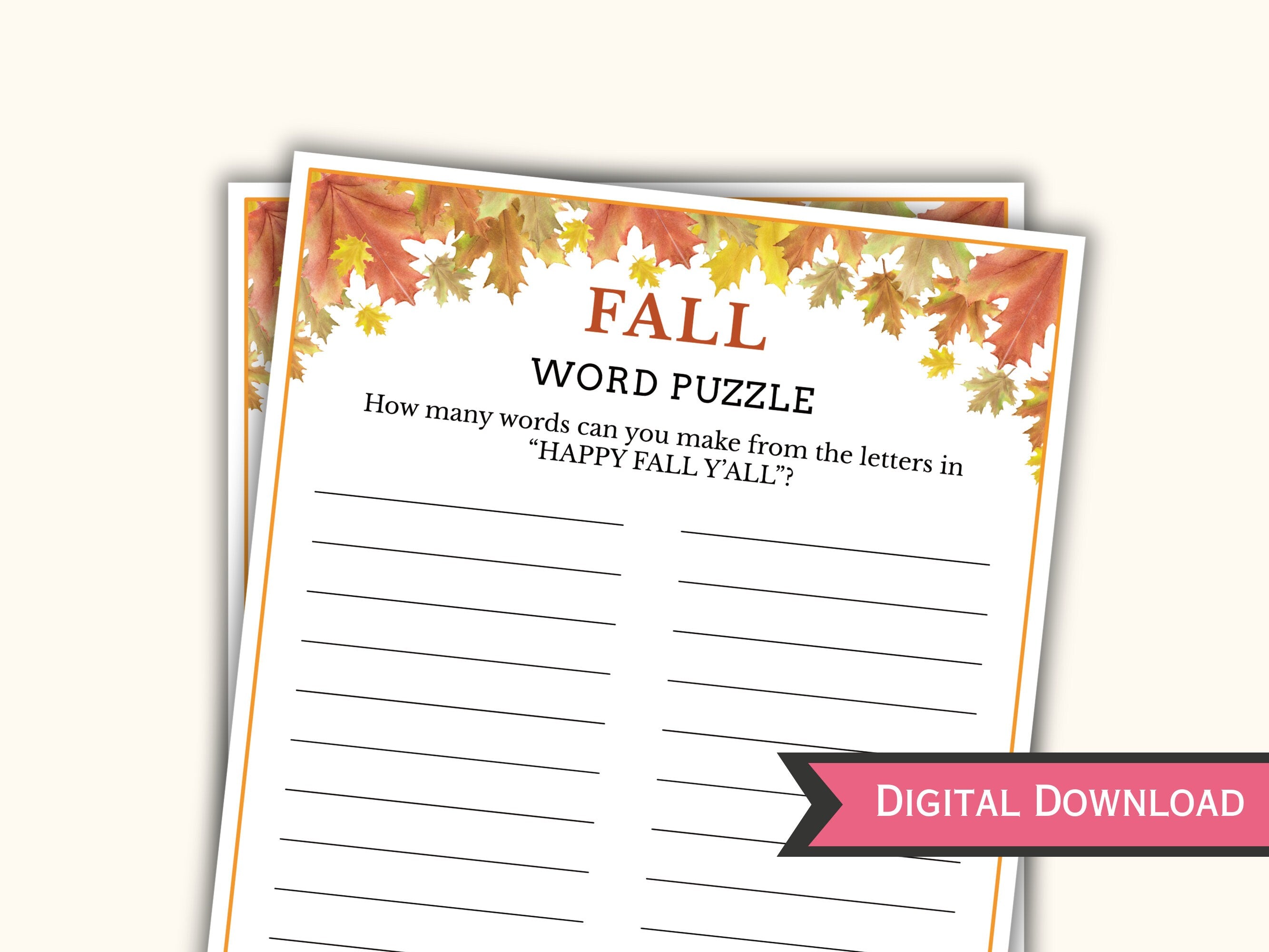Fall Word Puzzle Game
