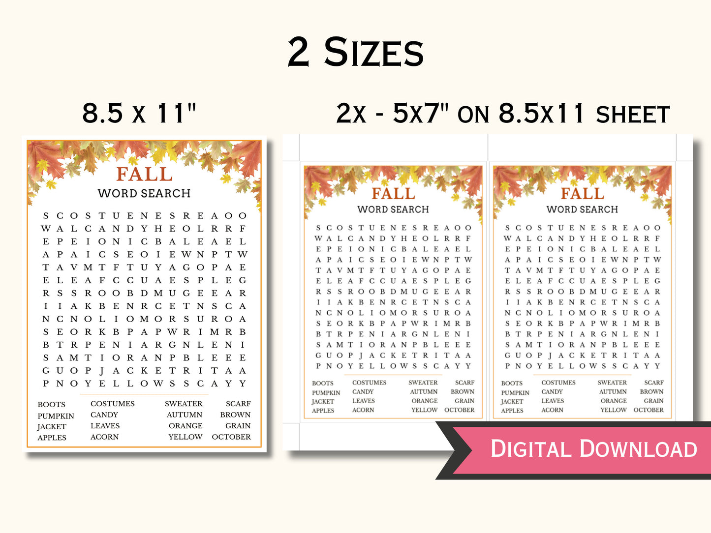 Fall Word Search Game