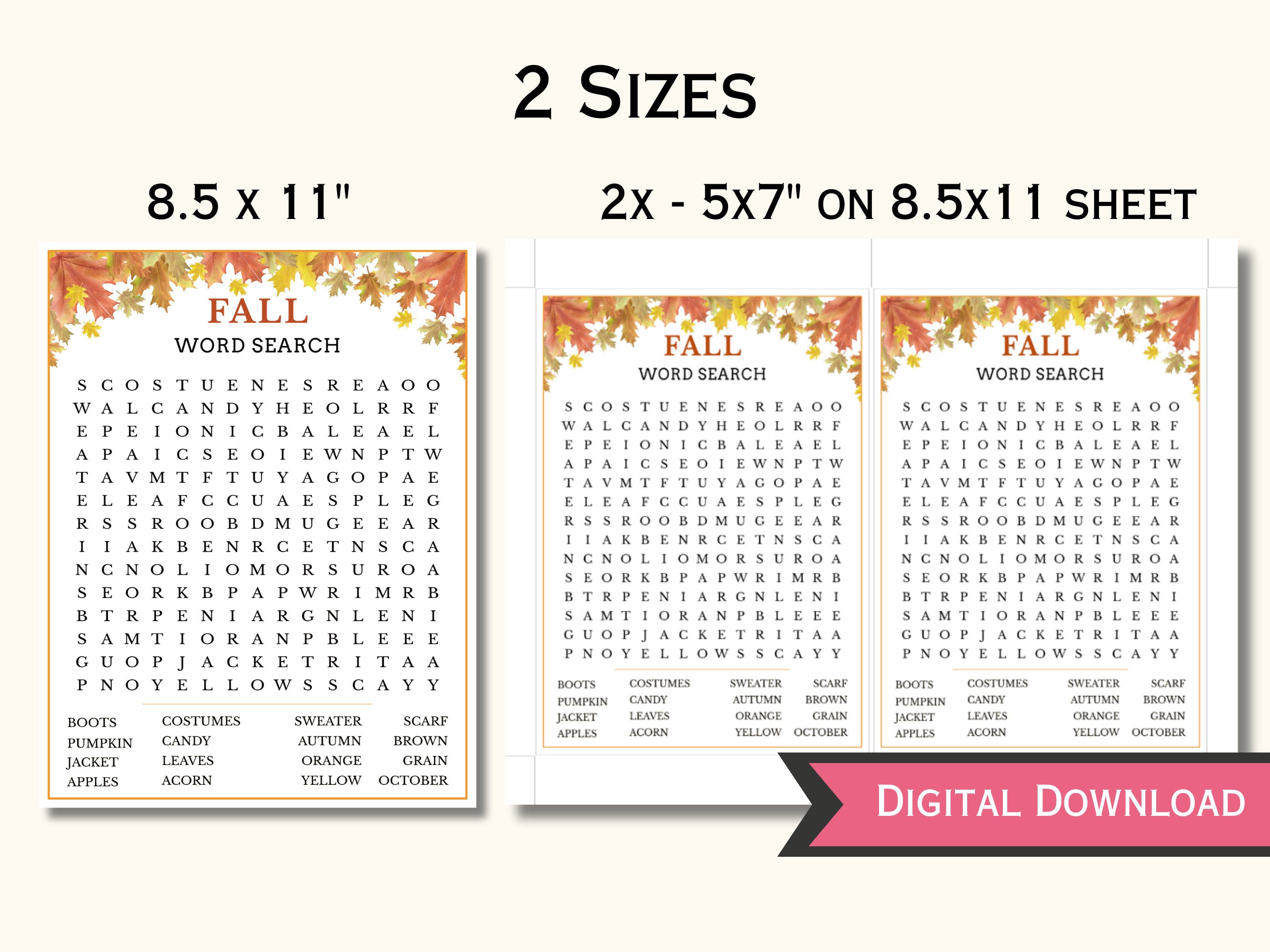 Fall Word Search Game