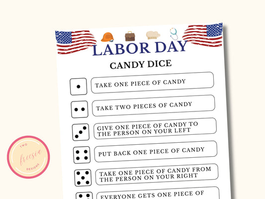 Labor Day Candy Dice Game