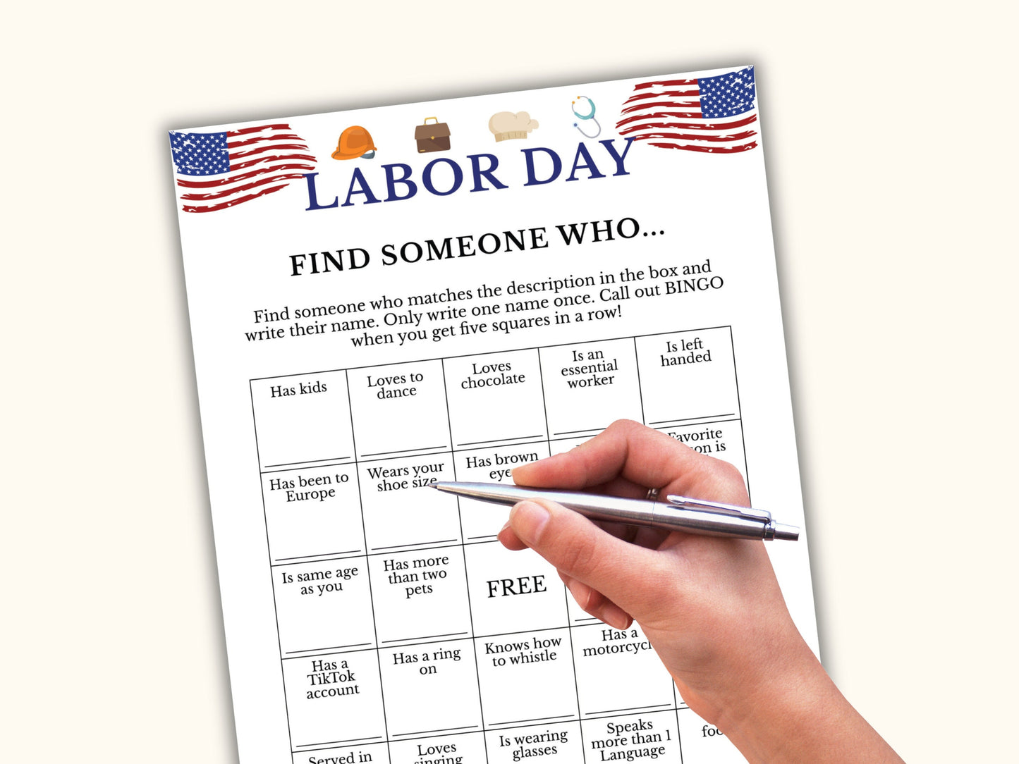 Labor Day Find the Guest Bingo