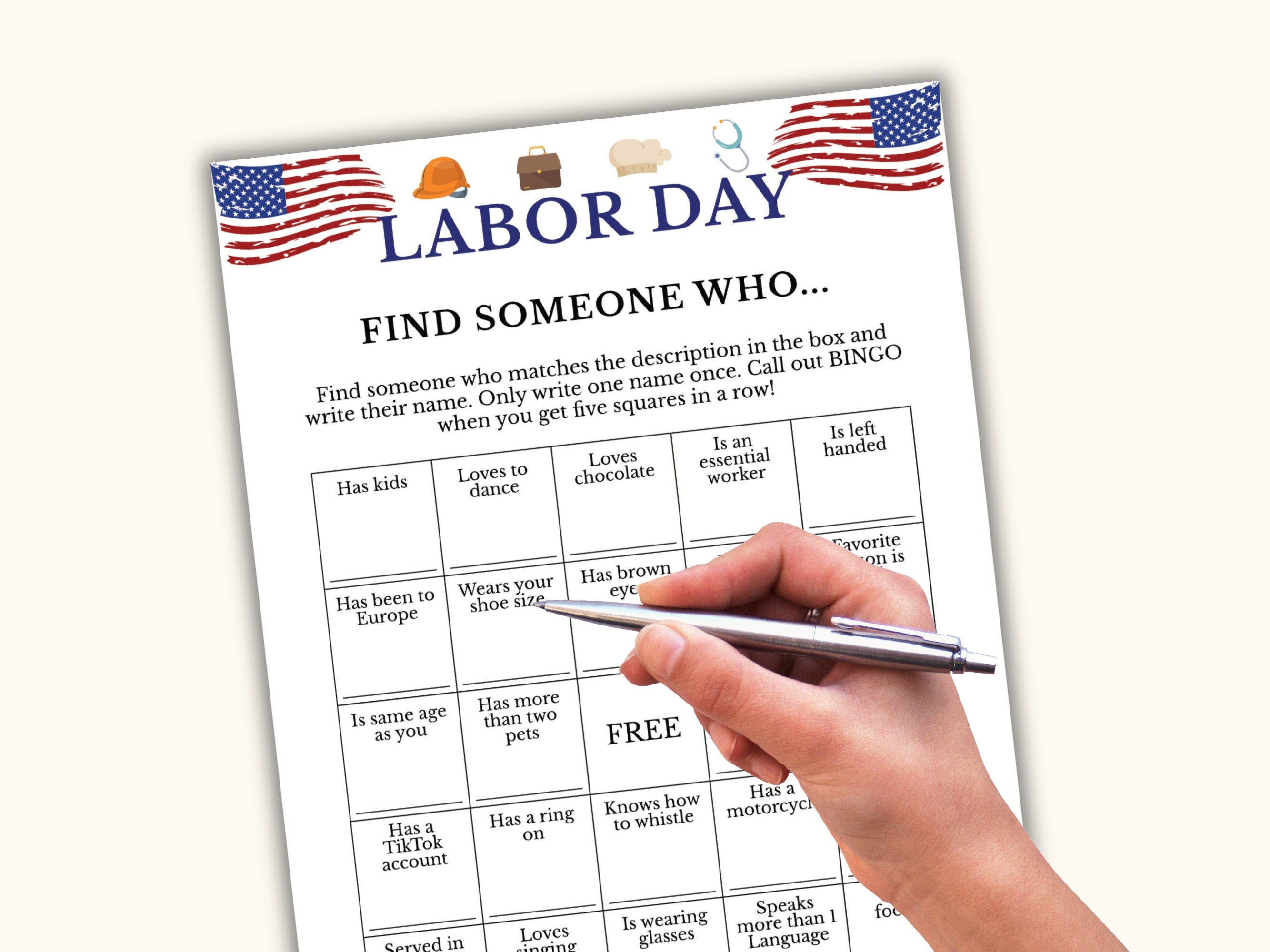 Labor Day Find the Guest Bingo