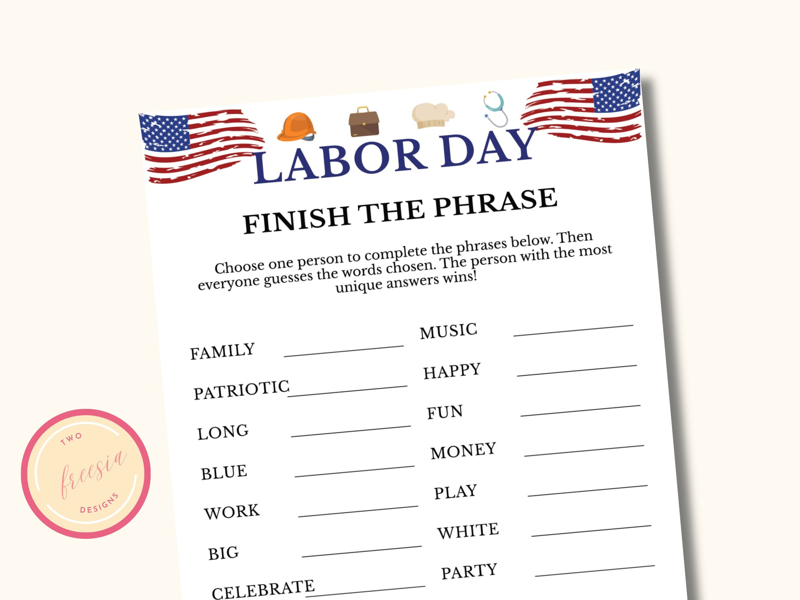Labor Day Finish the Phrase Game