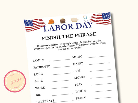 Labor Day Finish the Phrase Game