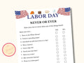 Never or Ever Labor Day Party Game