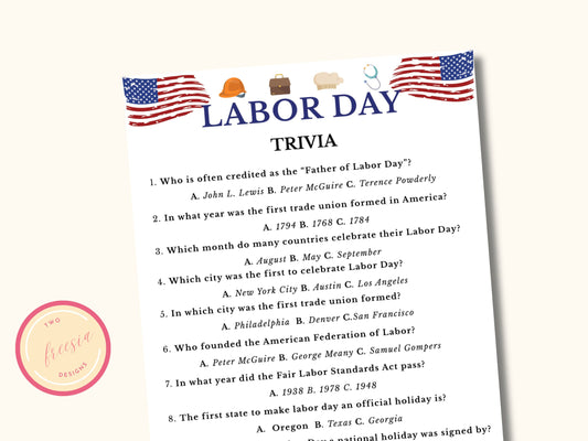 Labor Day Trivia Party Game