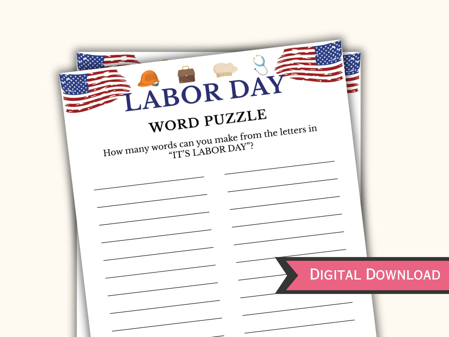 Word Puzzle Labor Day Party Game