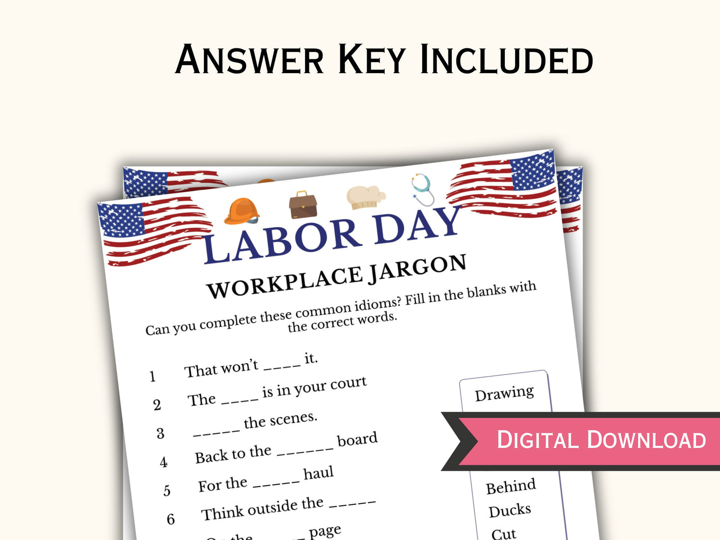 Labor Day Party Printable Game - Workplace Jargon