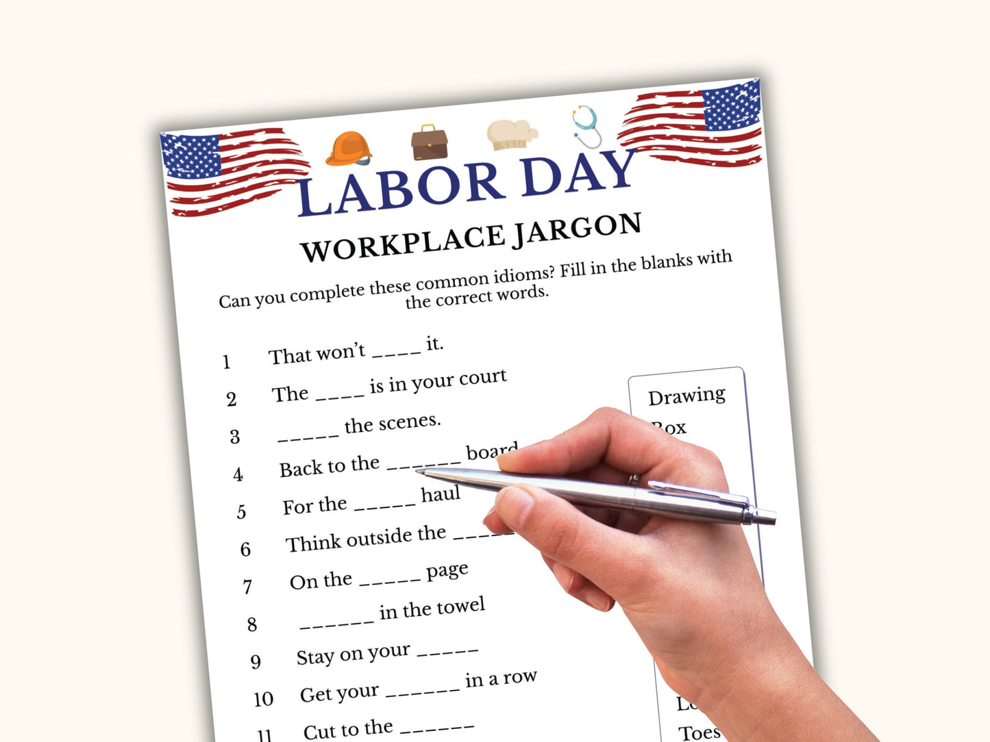 Labor Day Party Printable Game - Workplace Jargon