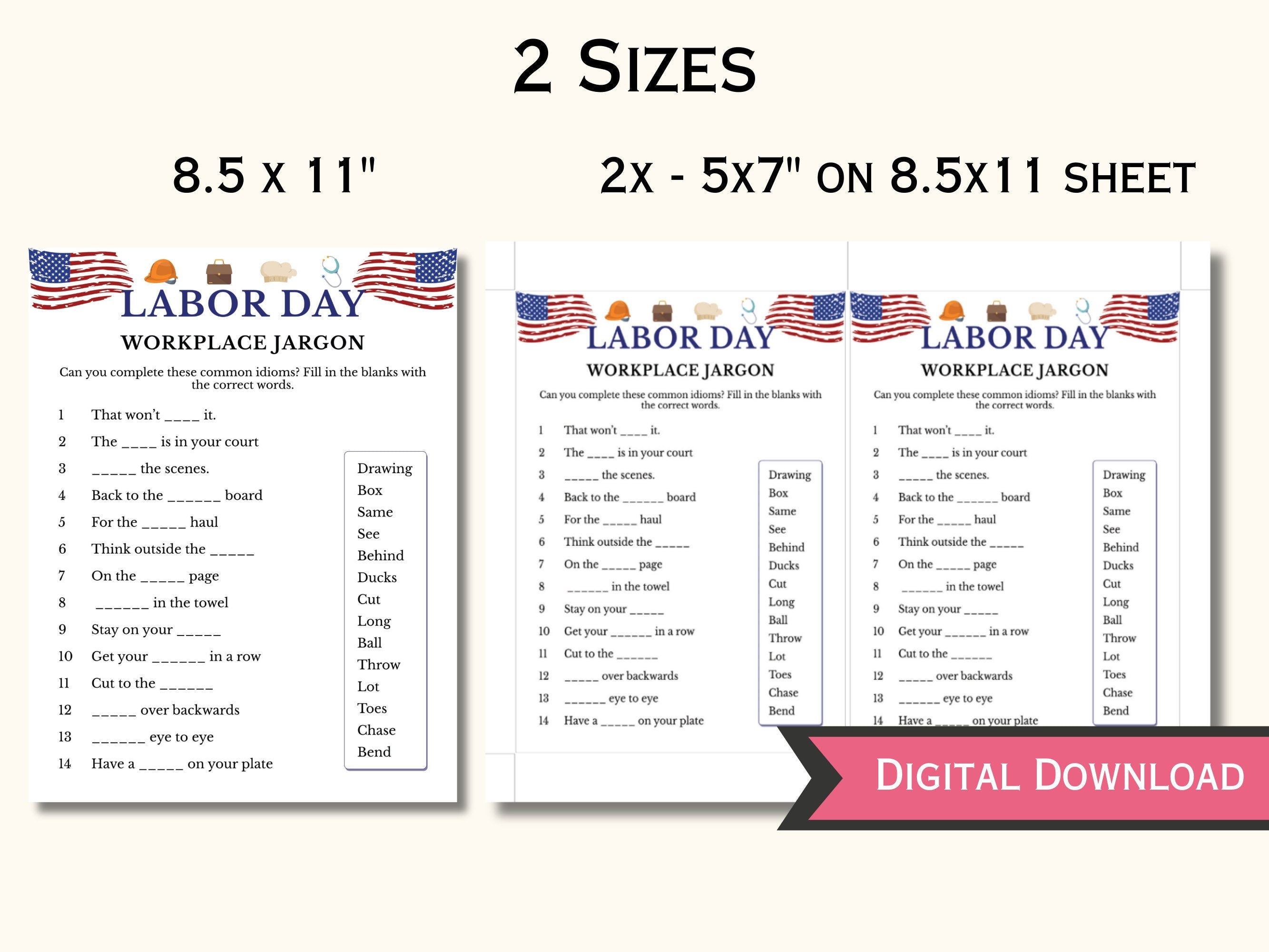Labor Day Party Printable Game - Workplace Jargon