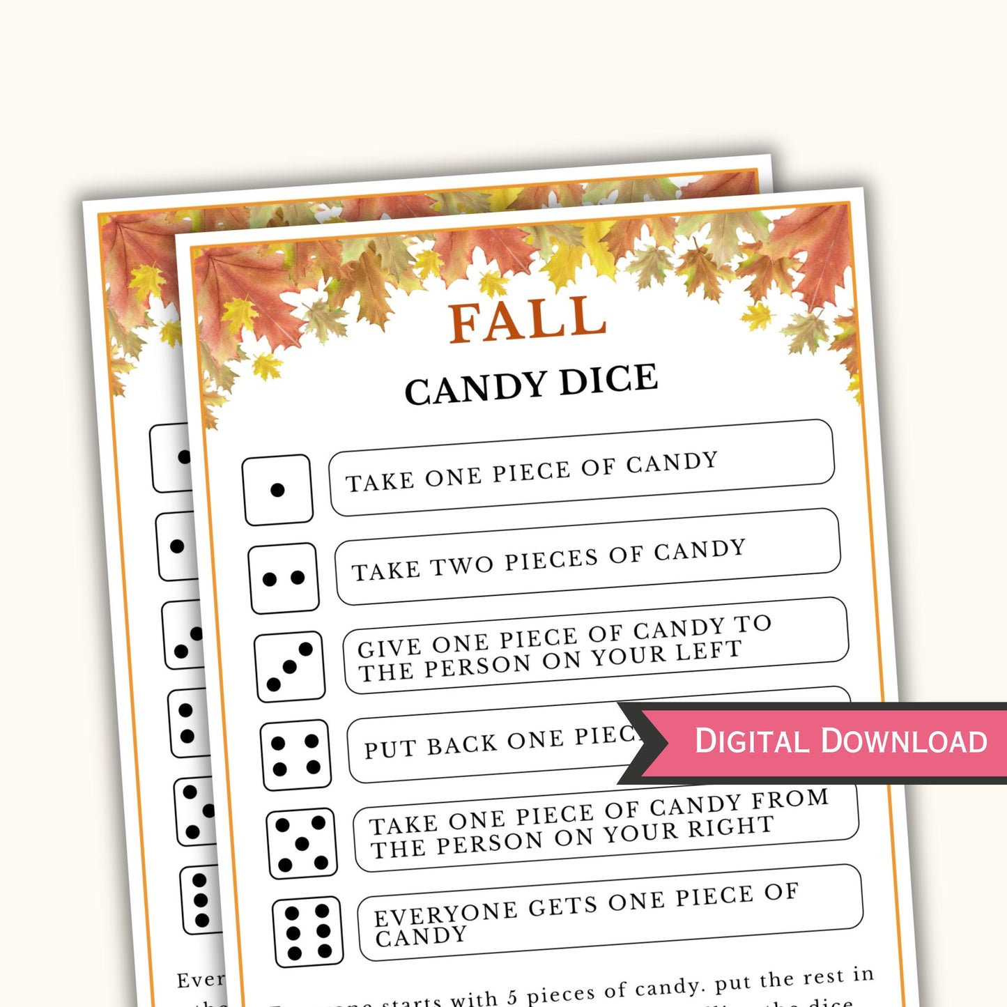 Fall Candy Dice Game