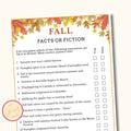 Facts or Fiction Game - Fall Printable Game