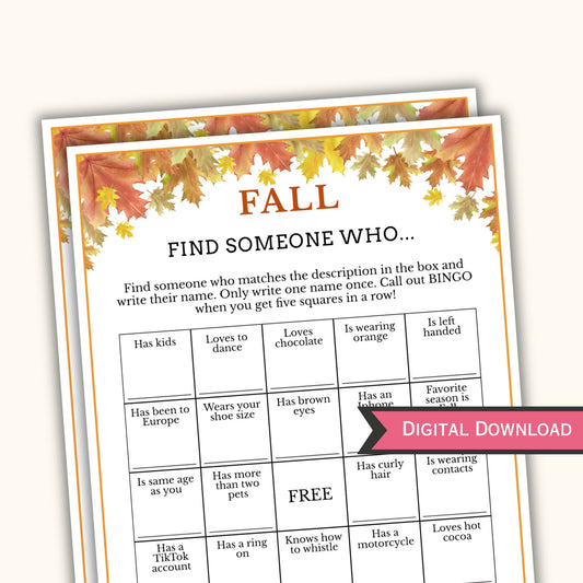 Fall Find the Guest Bingo