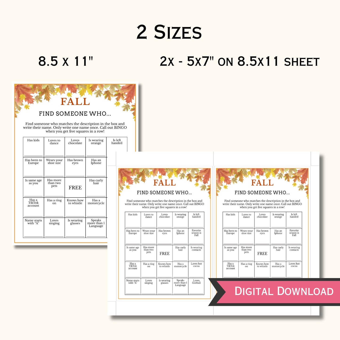 Fall Find the Guest Bingo