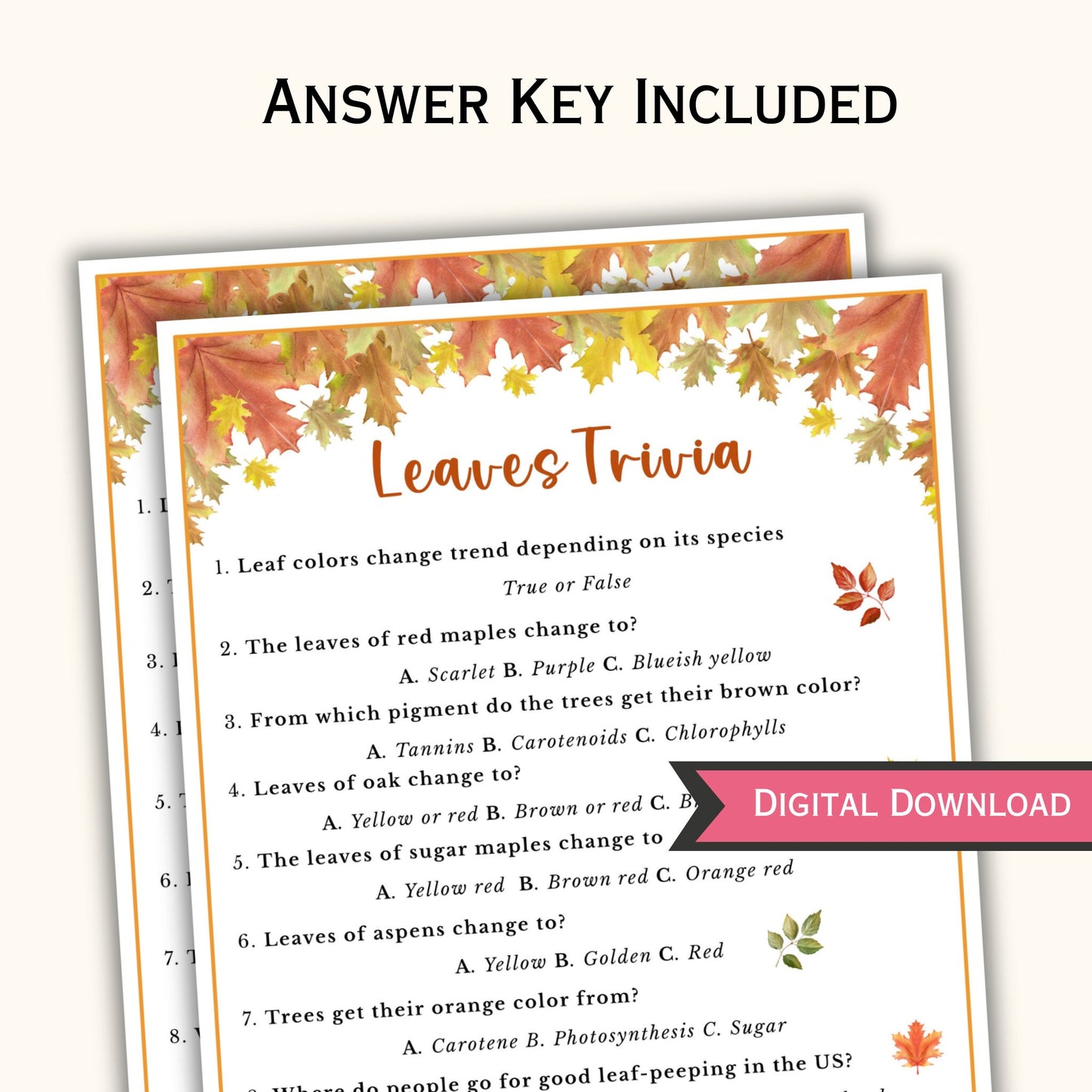 Fall Leaves Trivia Game