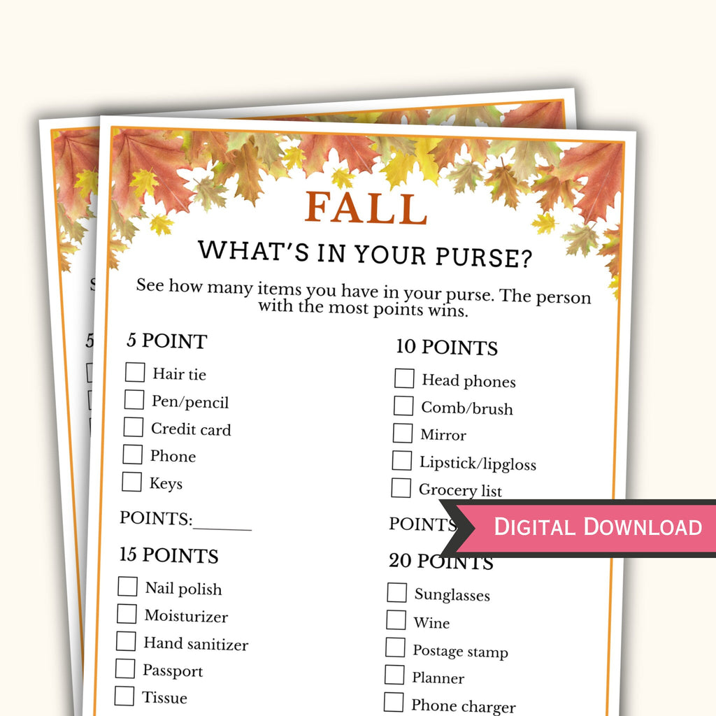 What's in your Purse - Fall Game