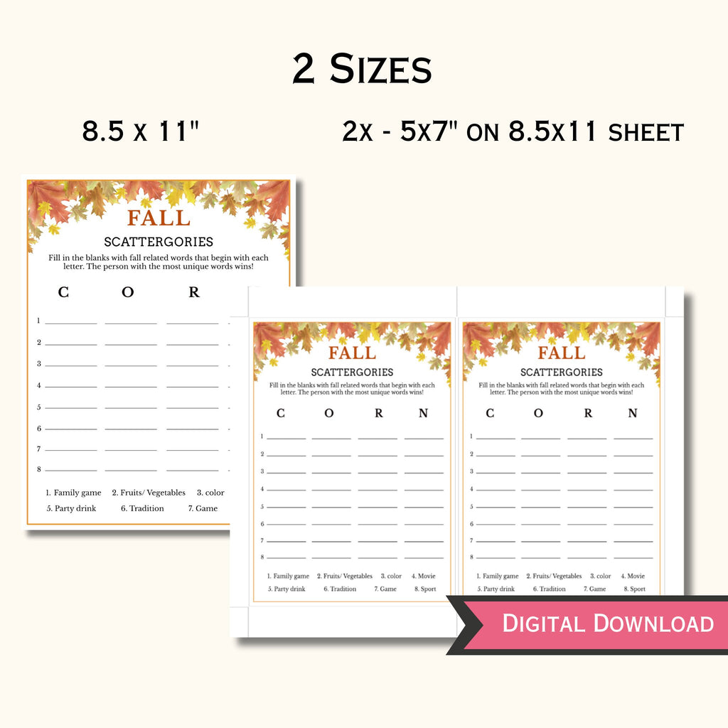 Fall Scattergories Game