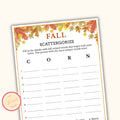 Fall Scattergories Game